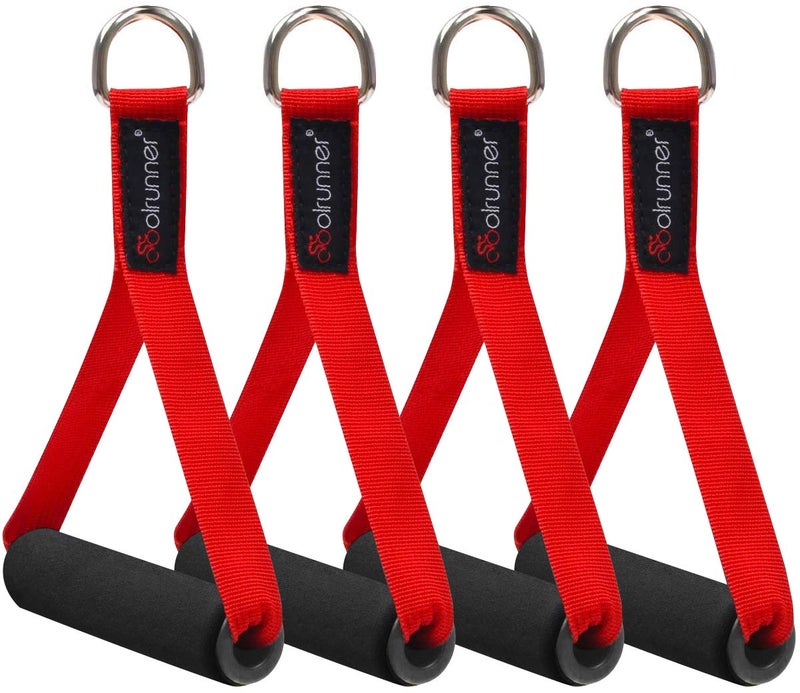 Coolrunner 2 Pair Resistance Band Handles Grips Fitness Strap Wide Design Heavy Duty Cable Handles with Solid ABS Cores, Heavy Gauge Welded D-Rings (4-Piece Set) - Image 1